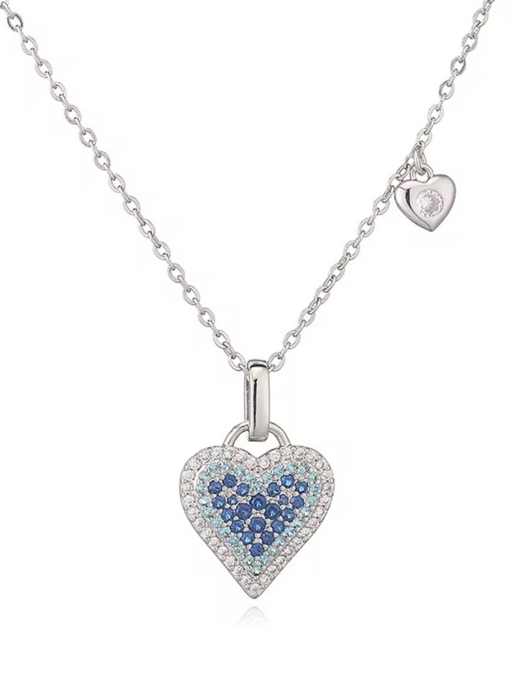 Gold Filled Blue Heart Pendant Necklace - Women Jewelry